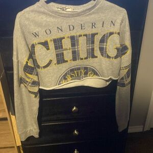 large gray Michigan sweater